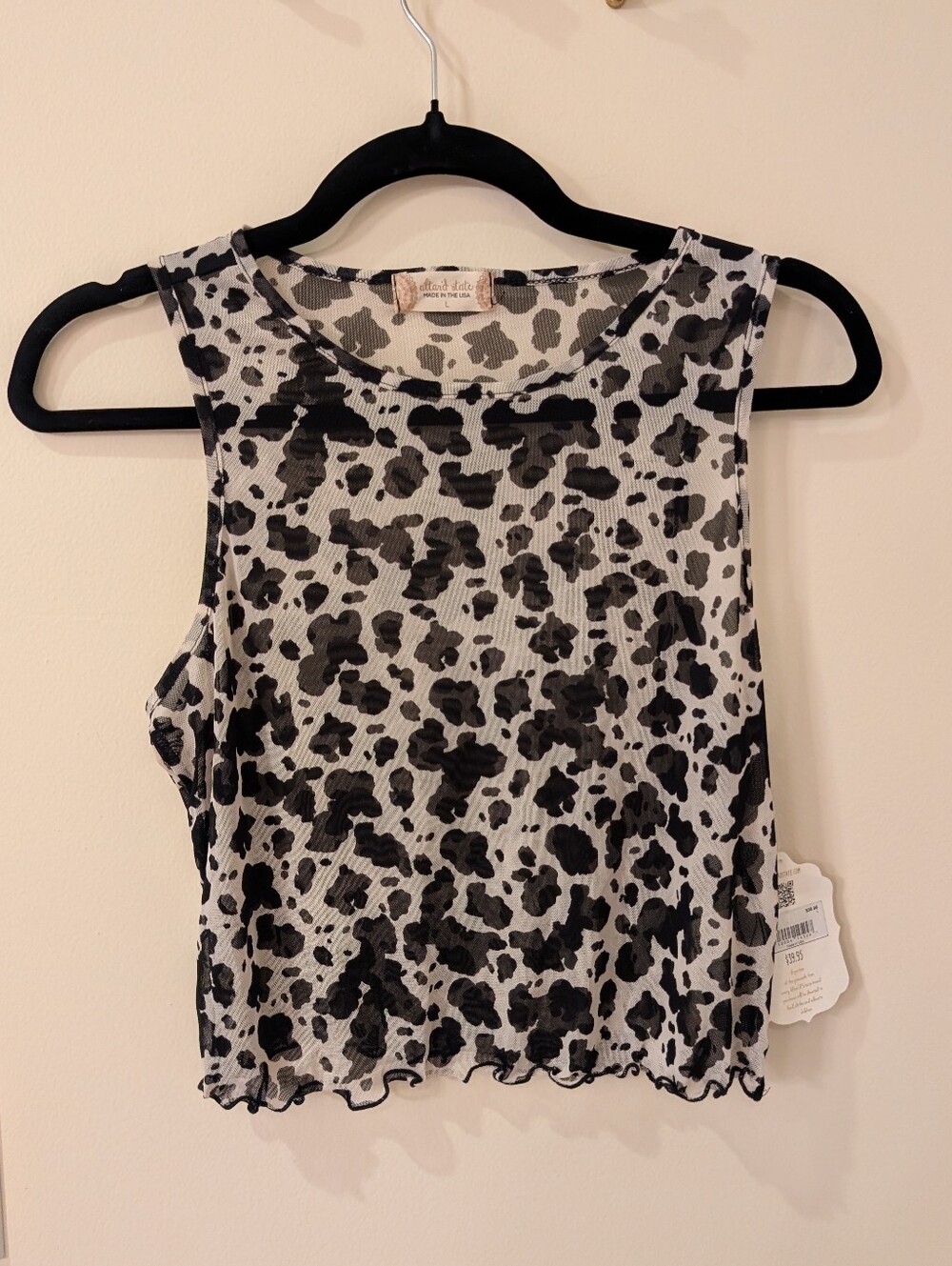 NWT Altar'd State Cow Print Sheer Top